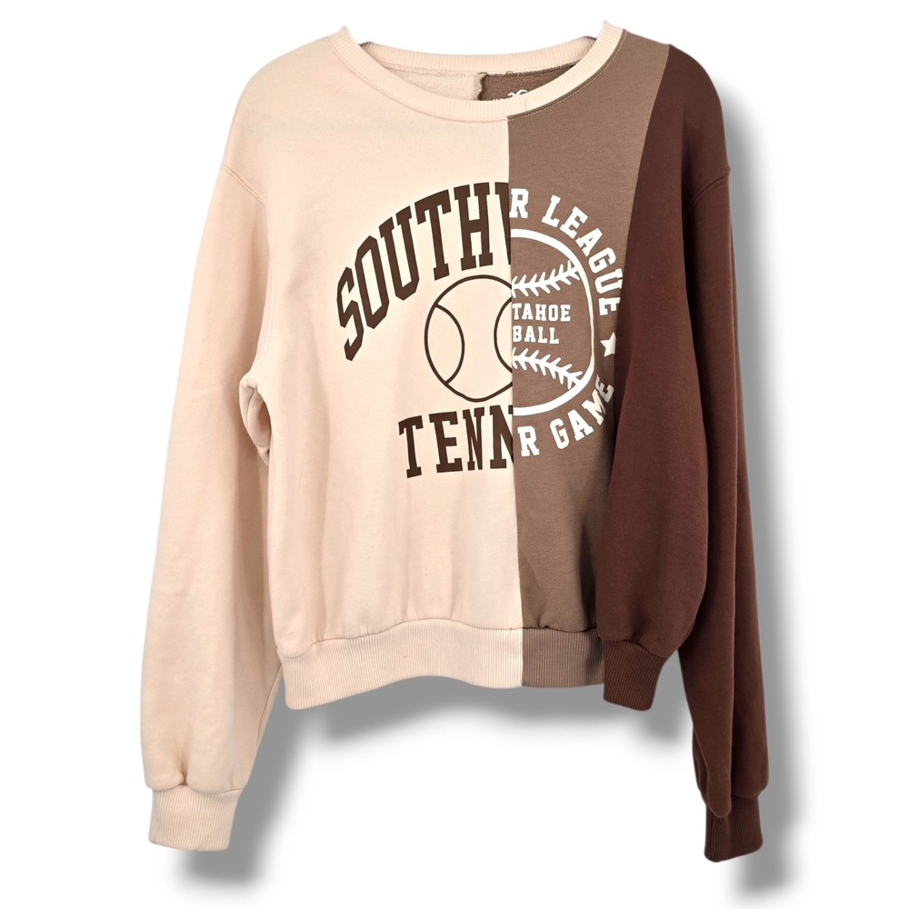 Hollister Color Block Sweatshirt South Tahoe Tennis Game Graphic Small